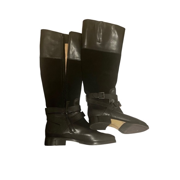 Joan & David Shoes - Joan & David Black Leather Knee-High Riding Boots 8.5M Buckle